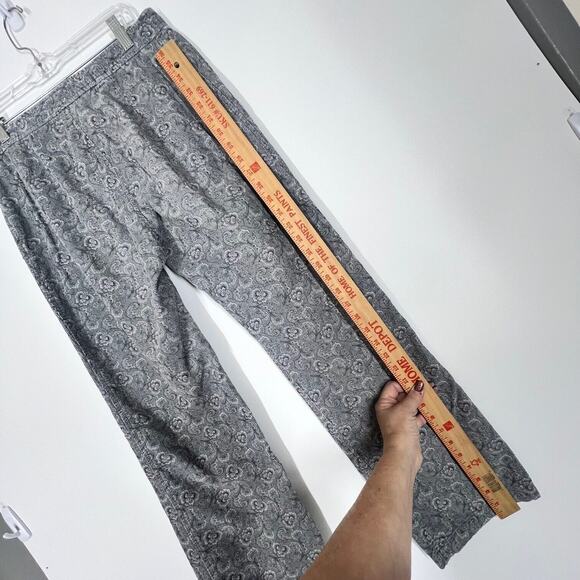 J Crew Corduroy Pants Womens 10 Gray Paisley Floral Straight Classic Boho Retro - Picture 7 of 9